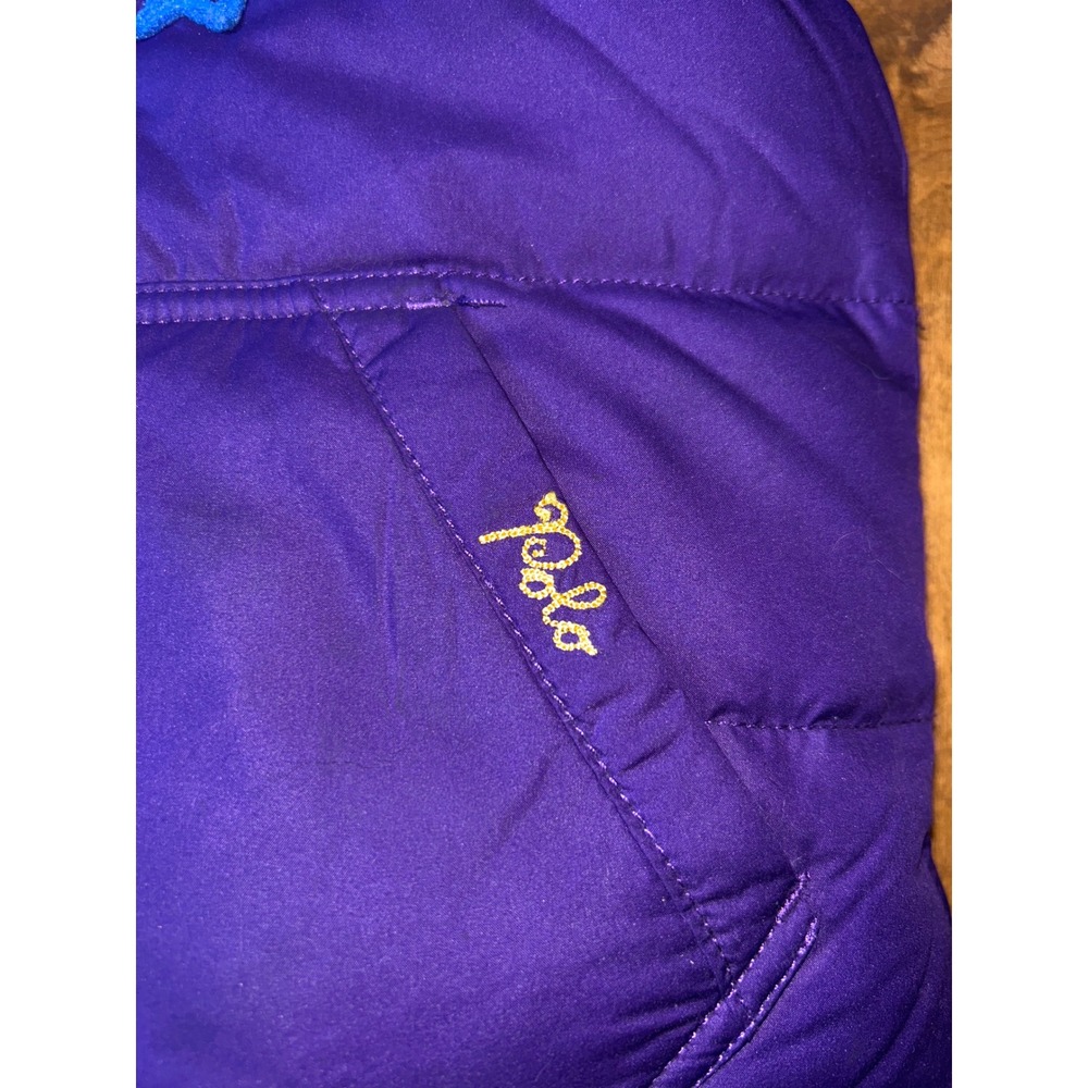 Polo Ralph Lauren Kids Reversible Puffer Vest Purple Blue White Striped Crest - Picture 5 of 12